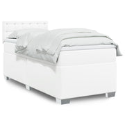 Boxspring met matras 100x200 cm wit kunstleer