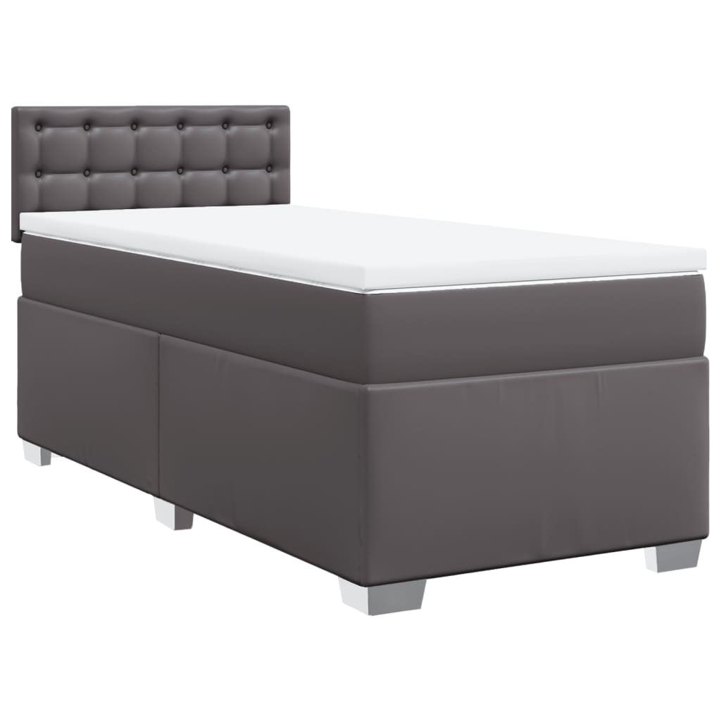 Boxspring met matras kunstleer grijs 100x200 cm