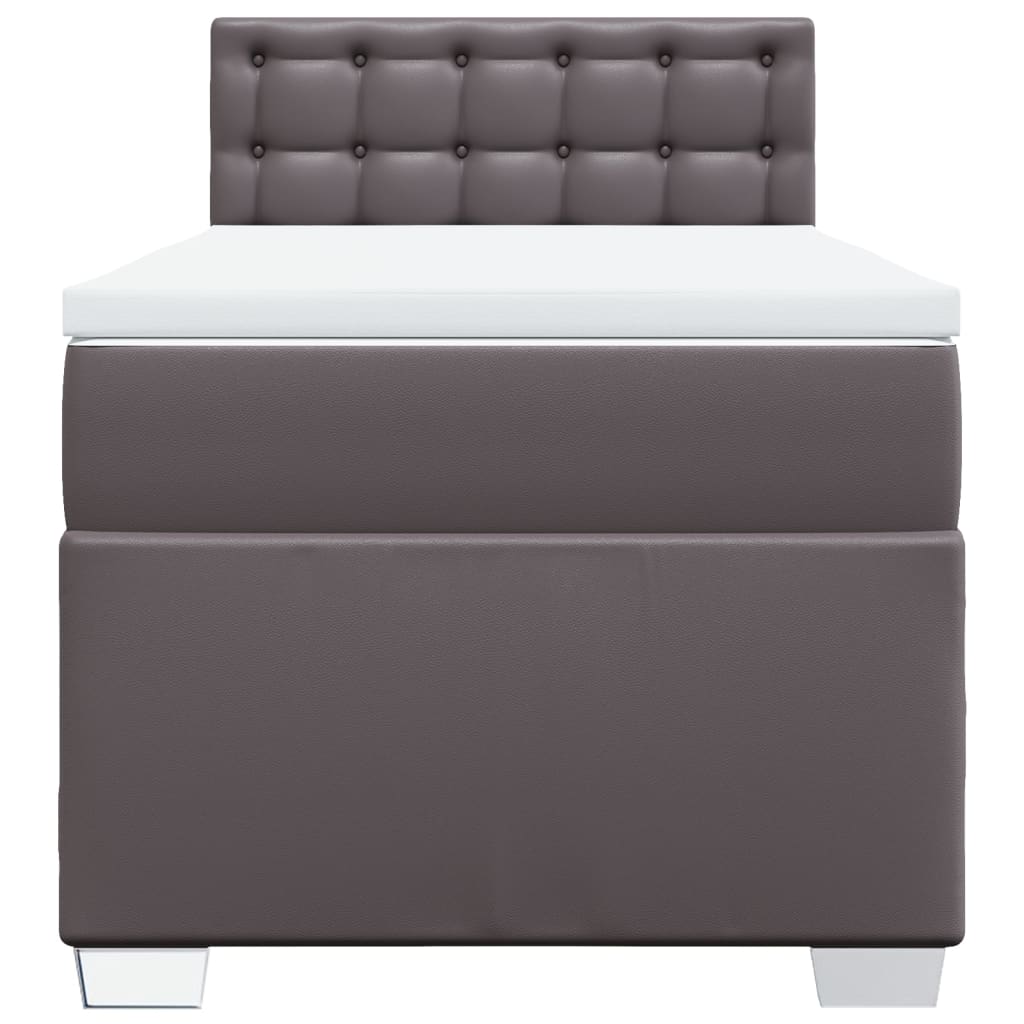 Boxspring met matras kunstleer grijs 100x200 cm