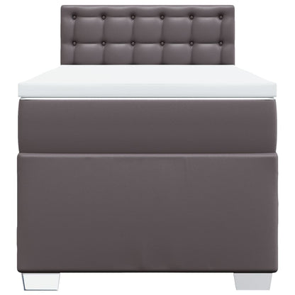 Boxspring met matras kunstleer grijs 100x200 cm