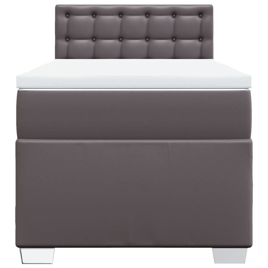 Boxspring met matras kunstleer grijs 100x200 cm