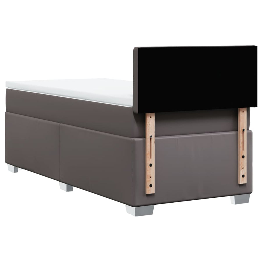 Boxspring met matras kunstleer grijs 100x200 cm