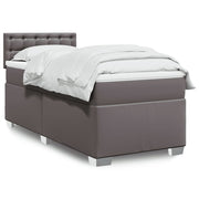 Boxspring met matras 100x200 cm grijs kunstleer