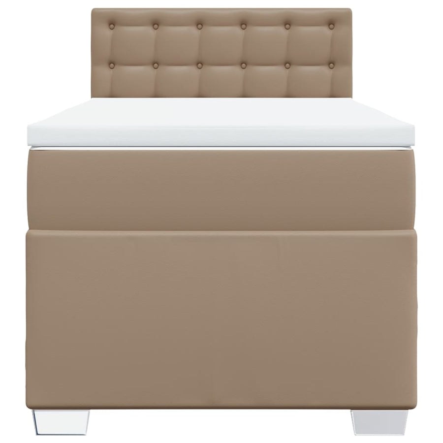 Boxspring met matras kunstleer cappuccinokleurig 100x200 cm