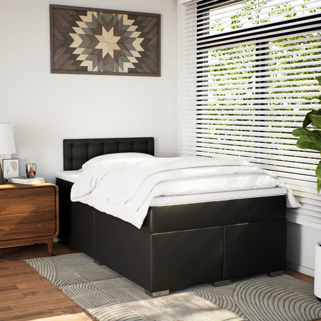 Boxspring met matras kunstleer zwart 120x190 cm