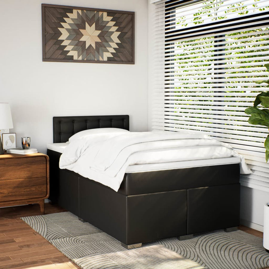 Boxspring met matras kunstleer zwart 120x190 cm