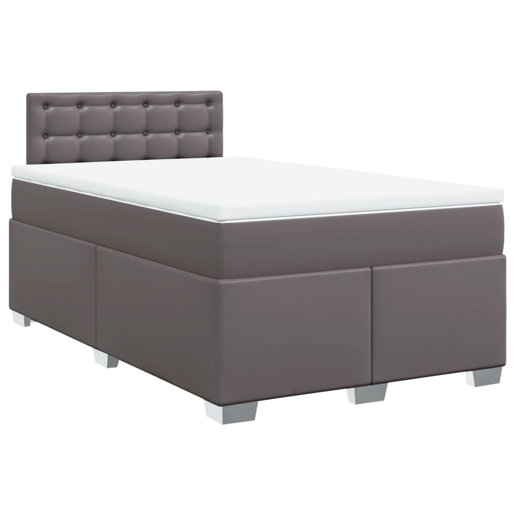 Boxspring met matras kunstleer grijs 120x190 cm