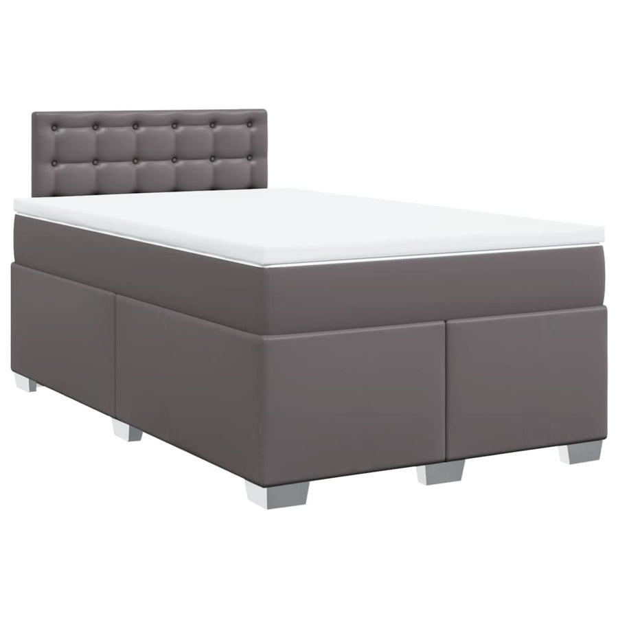 Boxspring met matras kunstleer grijs 120x190 cm