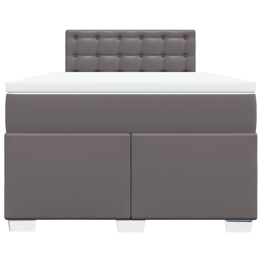 Boxspring met matras kunstleer grijs 120x190 cm