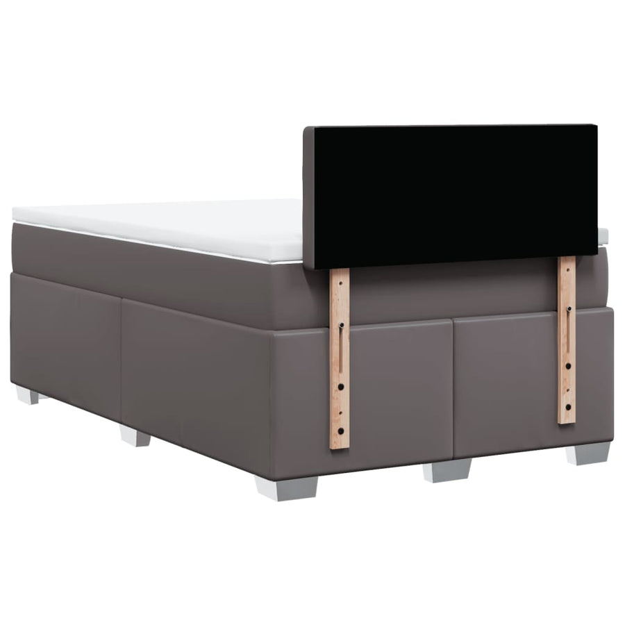Boxspring met matras kunstleer grijs 120x190 cm