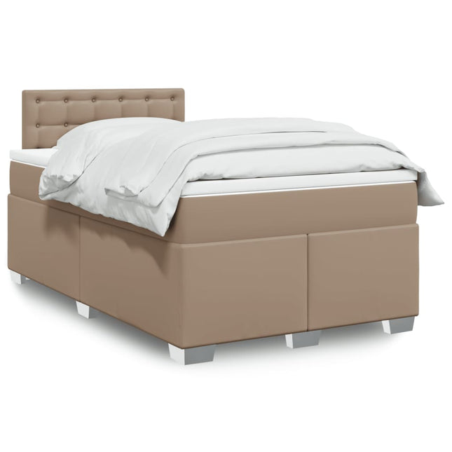 Boxspring met matras kunstleer cappuccinokleurig 120x190 cm