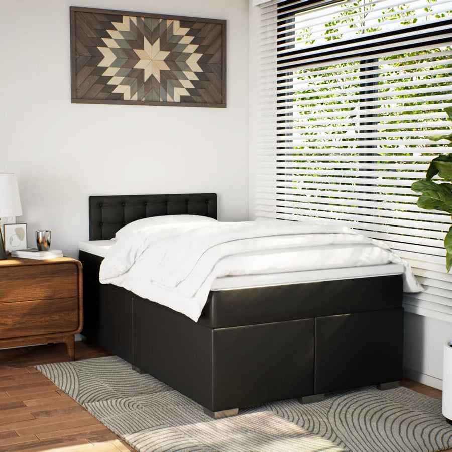 Boxspring met matras kunstleer zwart 120x200 cm
