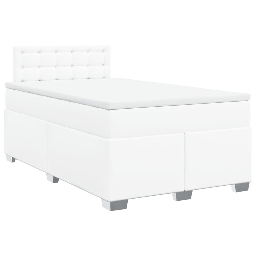 Boxspring met matras kunstleer wit 120x200 cm