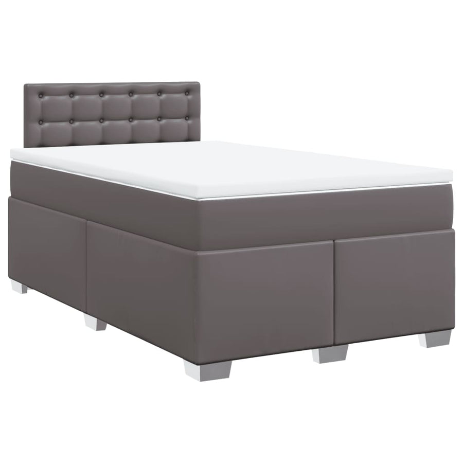 Boxspring met matras kunstleer grijs 120x200 cm
