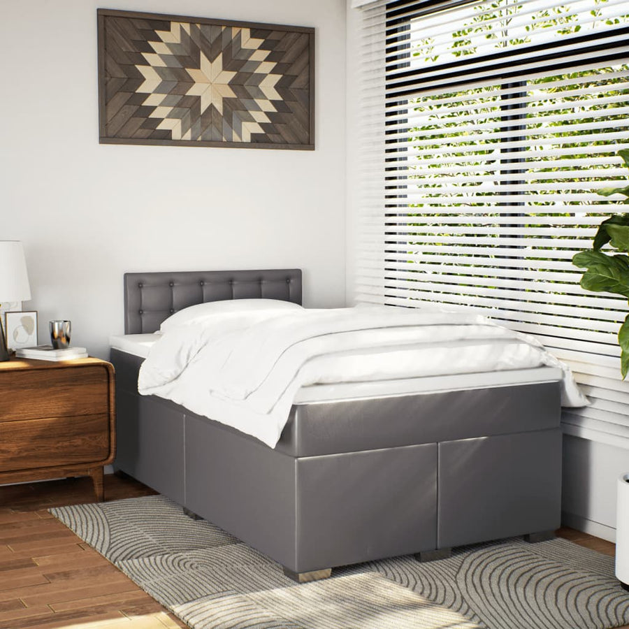 Boxspring met matras kunstleer grijs 120x200 cm
