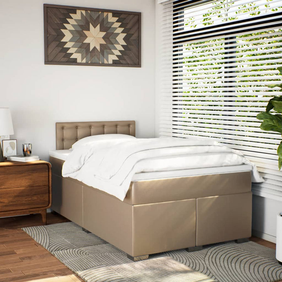 Boxspring met matras kunstleer cappuccinokleurig 120x200 cm