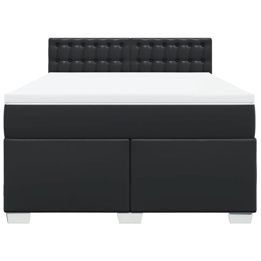 Boxspring met matras kunstleer zwart 140x190 cm