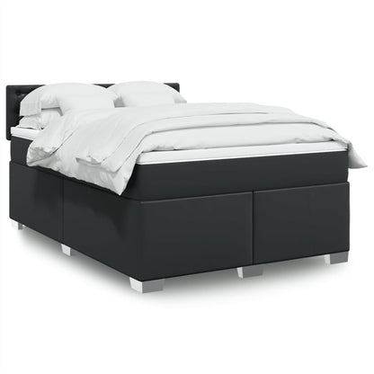 Boxspring met matras kunstleer zwart 140x190 cm