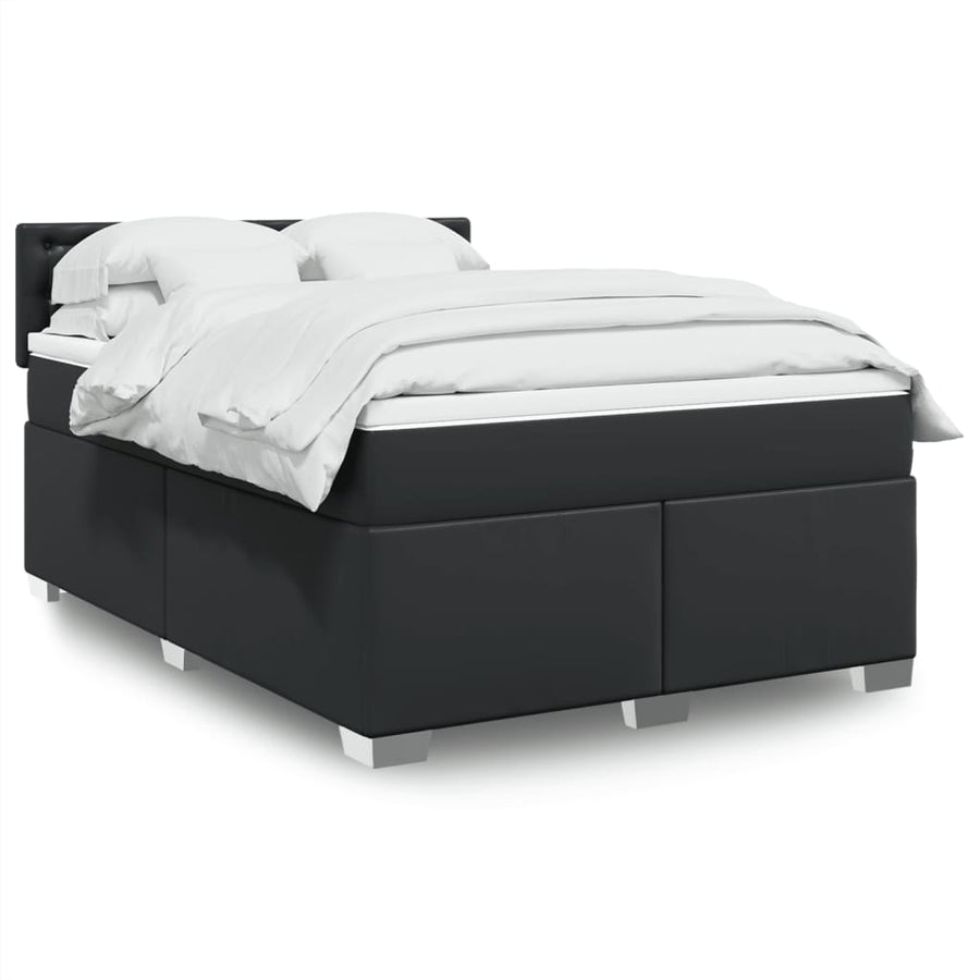 Boxspring met matras kunstleer zwart 140x190 cm