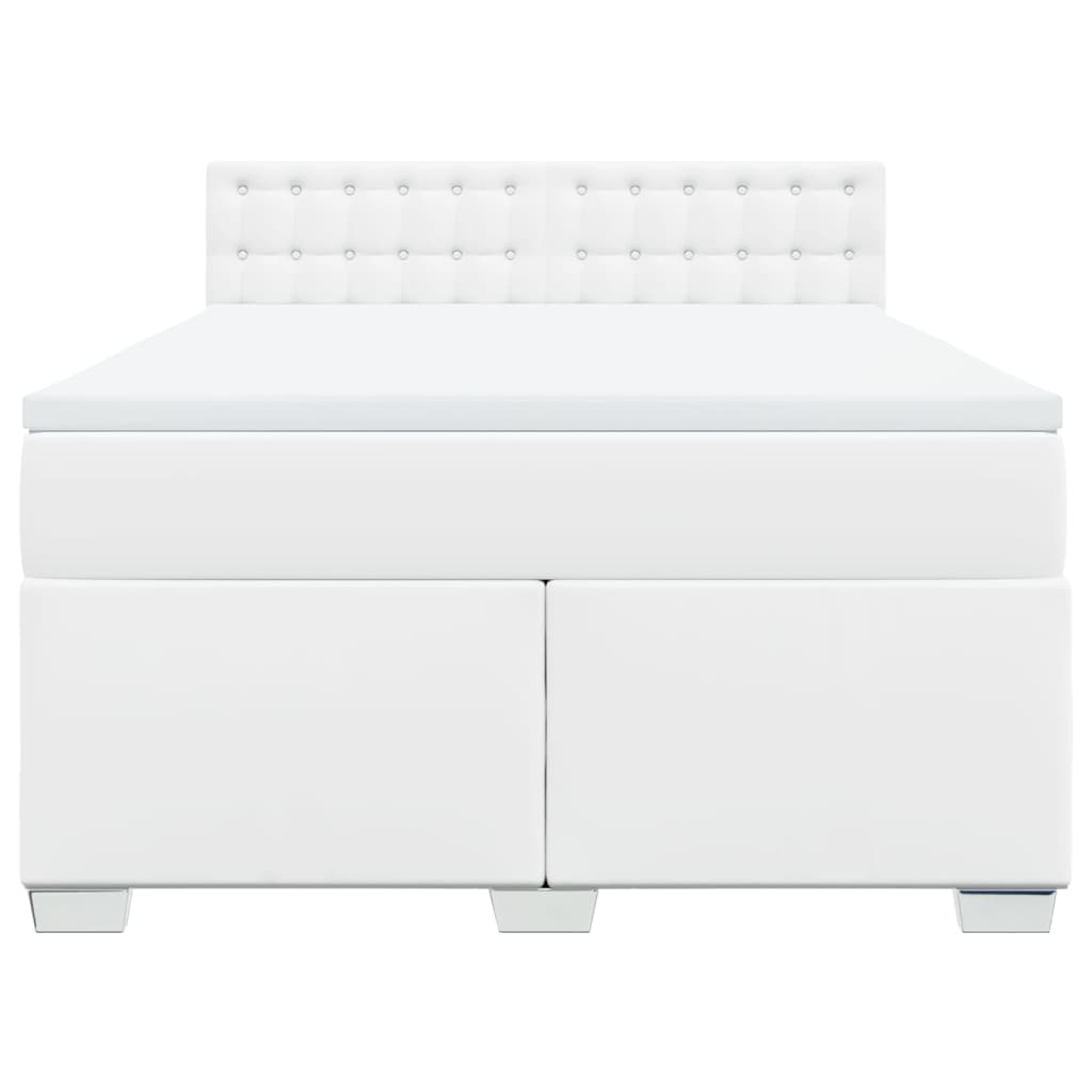 Boxspring met matras kunstleer wit 140x190 cm