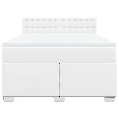 Boxspring met matras kunstleer wit 140x190 cm
