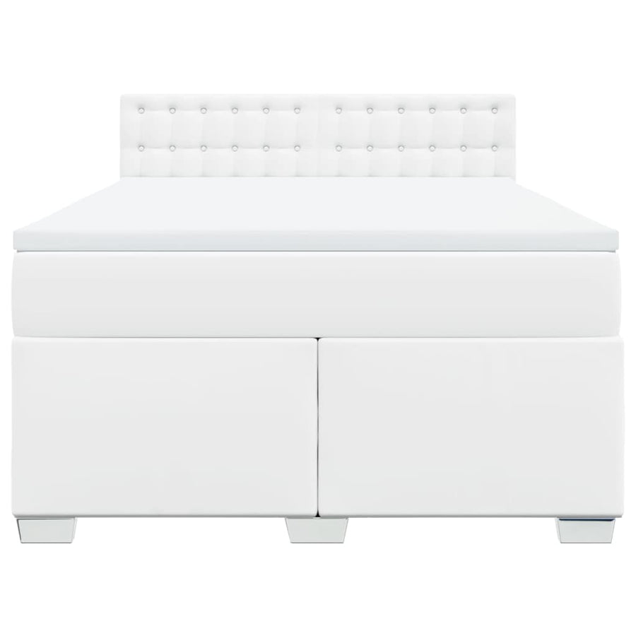 Boxspring met matras kunstleer wit 140x190 cm