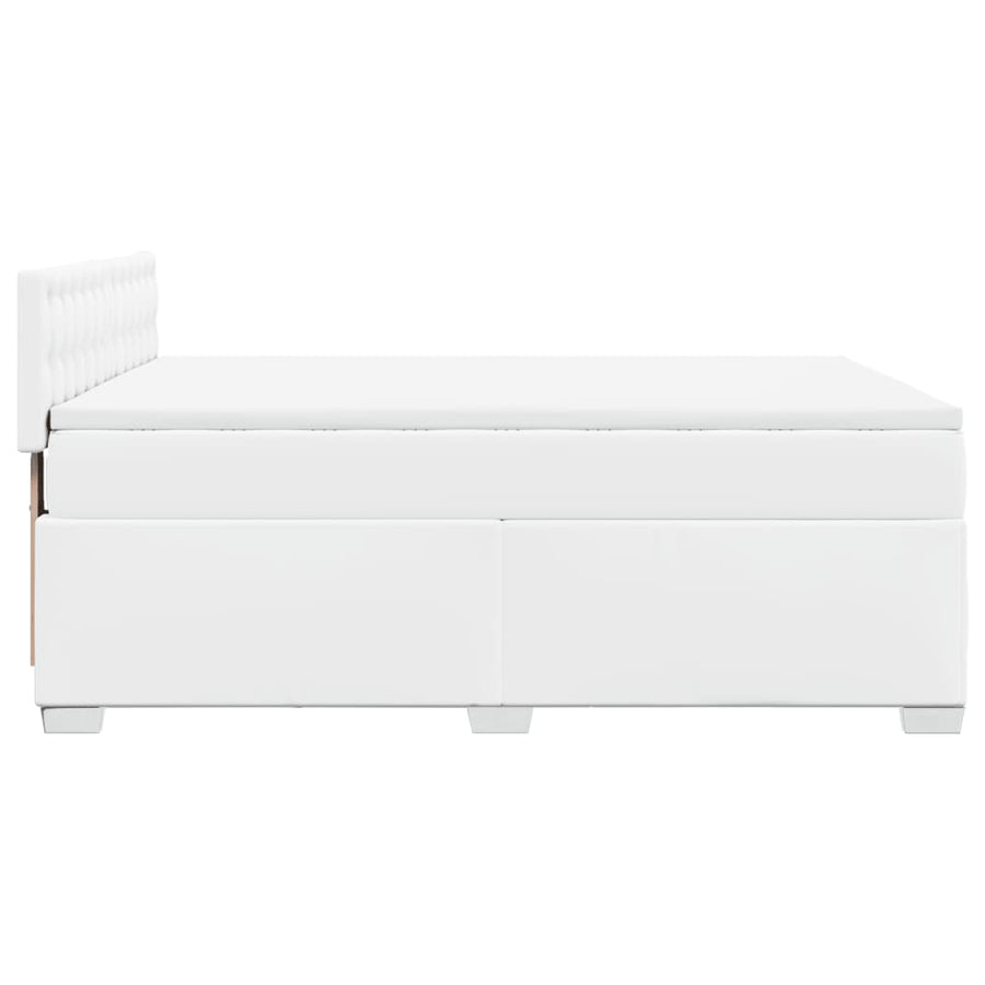 Boxspring met matras kunstleer wit 140x190 cm