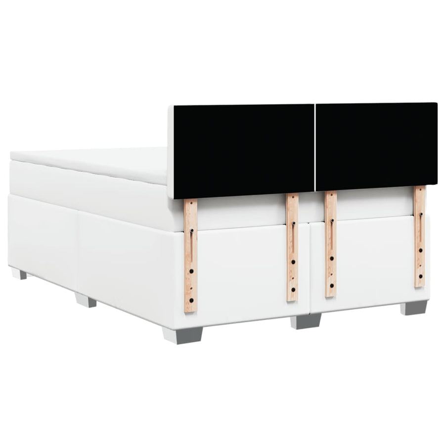 Boxspring met matras kunstleer wit 140x190 cm