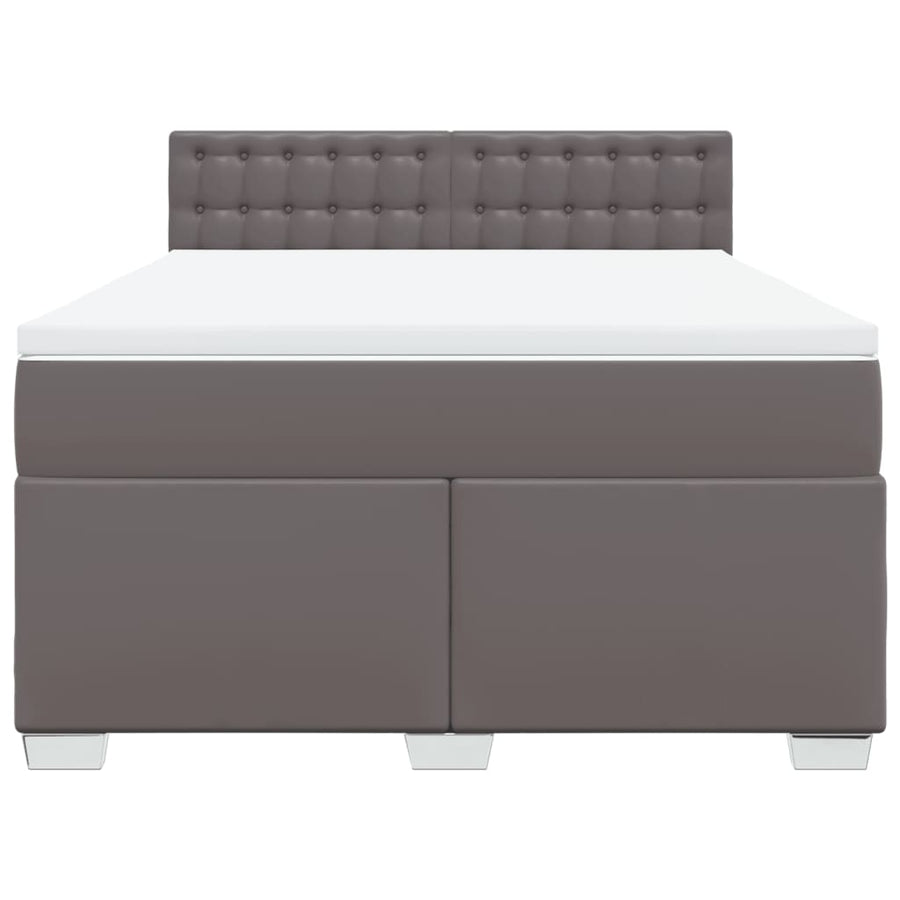 Boxspring met matras kunstleer grijs 140x190 cm