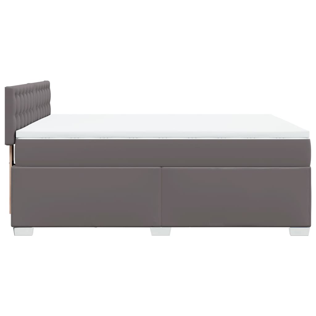 Boxspring met matras kunstleer grijs 140x190 cm