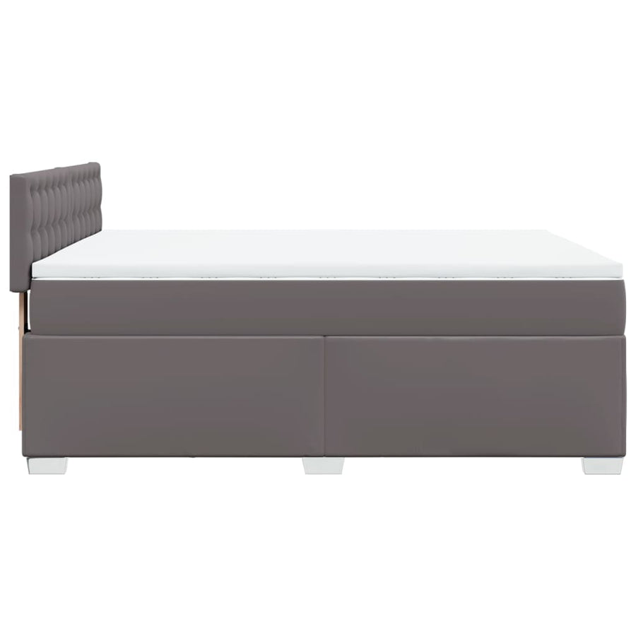 Boxspring met matras kunstleer grijs 140x190 cm