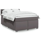 Boxspring met matras 140x190 cm grijs kunstleer