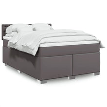 Boxspring met matras kunstleer grijs 140x190 cm