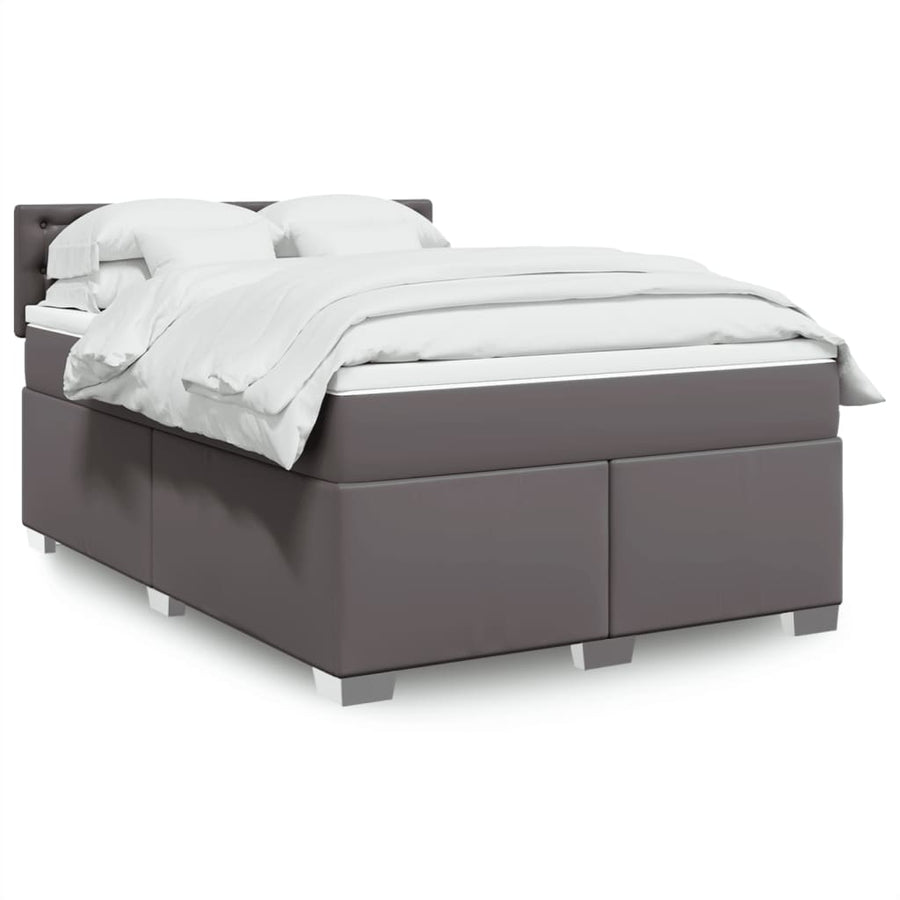 Boxspring met matras kunstleer grijs 140x190 cm