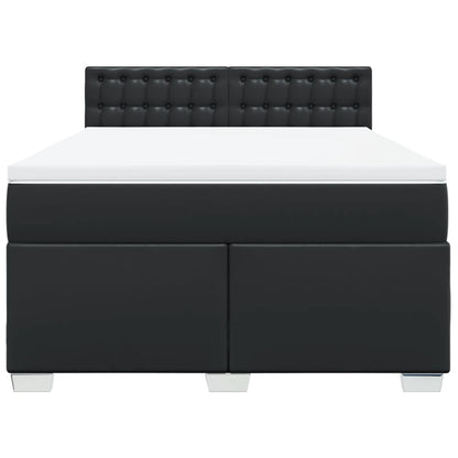 Boxspring met matras kunstleer zwart 140x200 cm