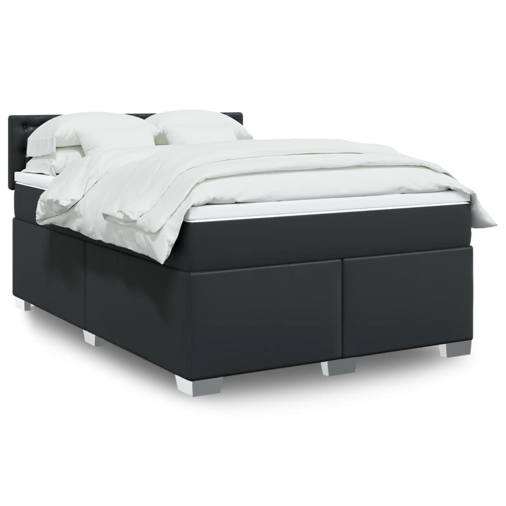 Boxspring met matras kunstleer zwart 140x200 cm