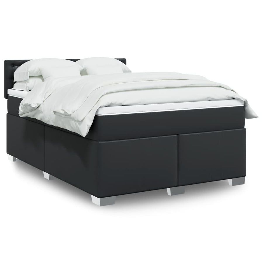 Boxspring met matras kunstleer zwart 140x200 cm