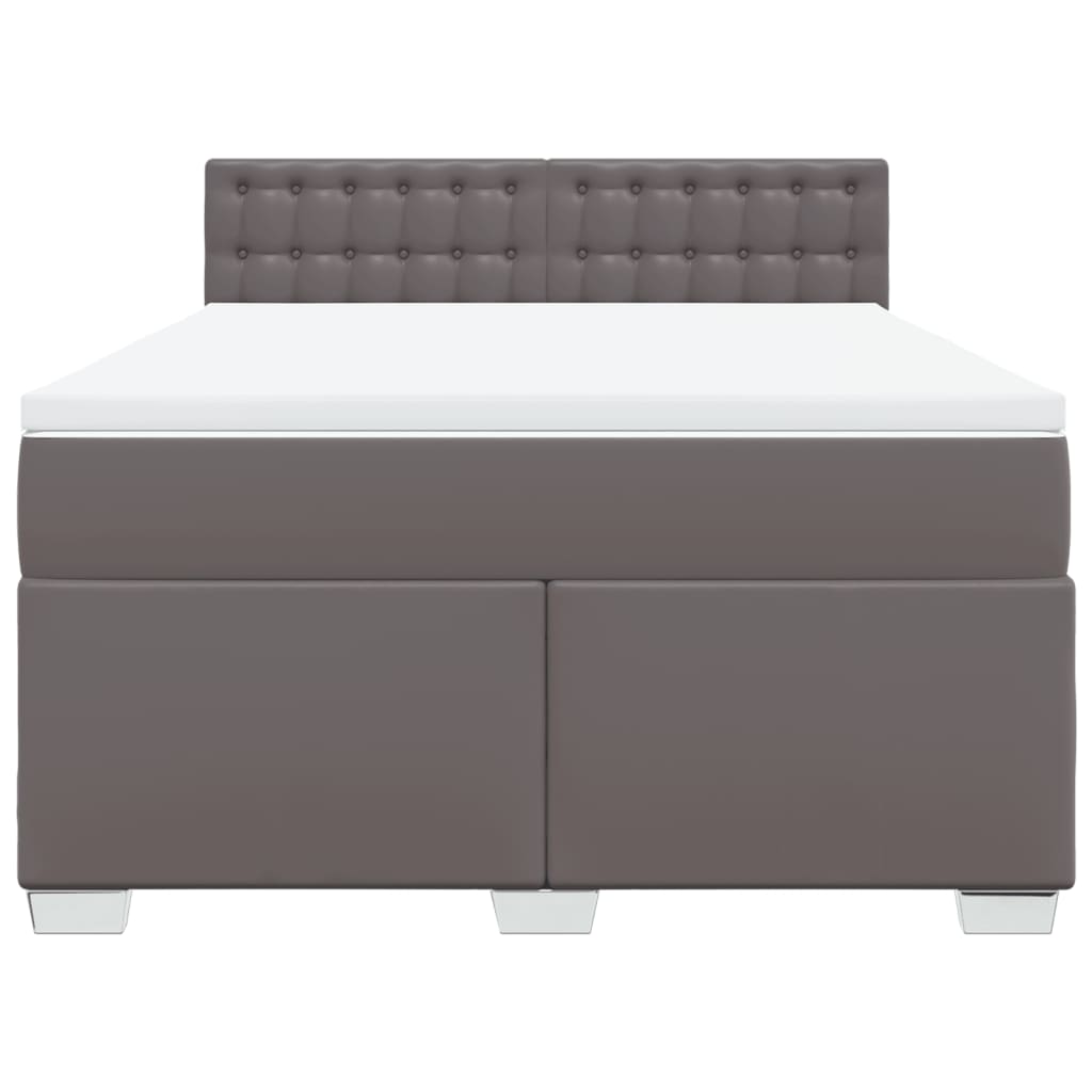 Boxspring met matras kunstleer grijs 140x200 cm