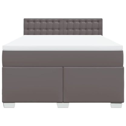 Boxspring met matras kunstleer grijs 140x200 cm