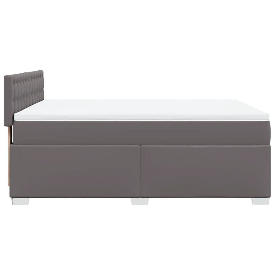 Boxspring met matras kunstleer grijs 140x200 cm