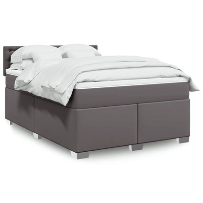Boxspring met matras kunstleer grijs 140x200 cm