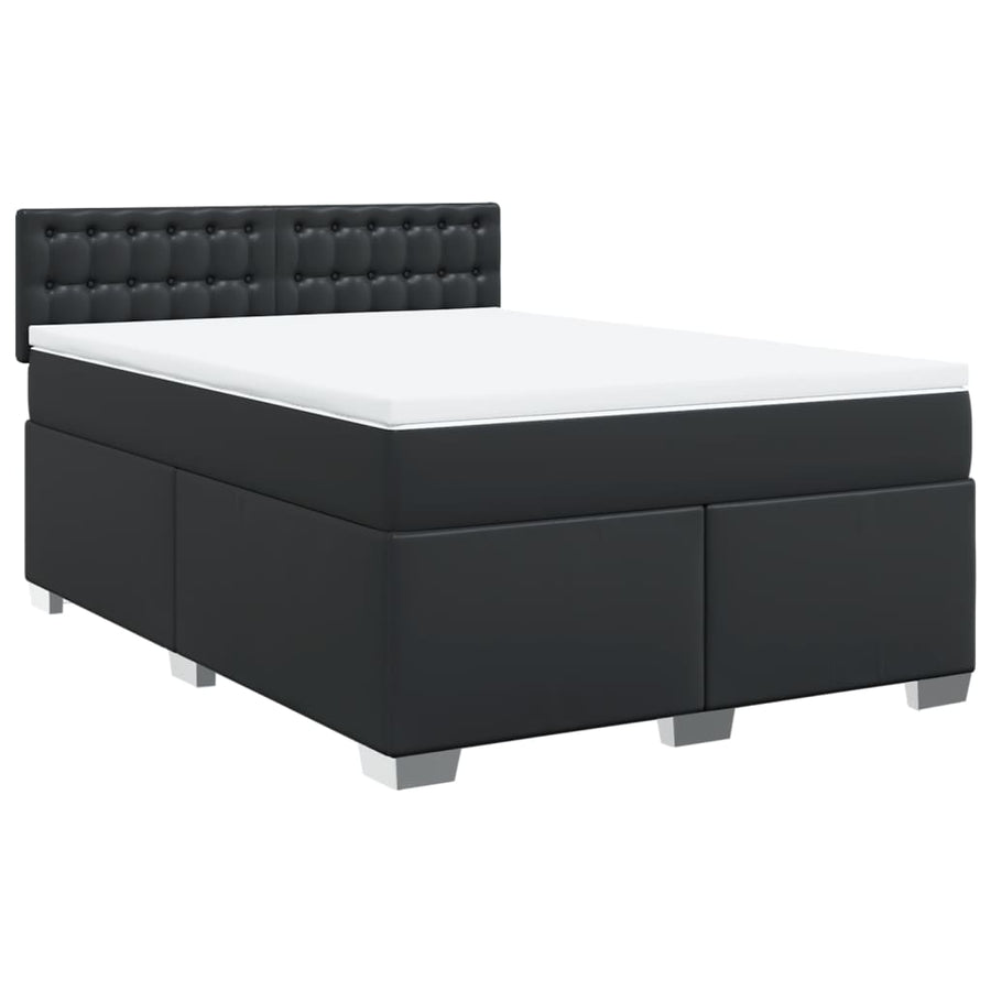 Boxspring met matras kunstleer zwart 160x200 cm