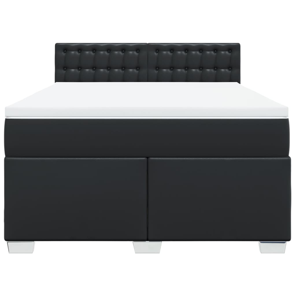 Boxspring met matras kunstleer zwart 160x200 cm