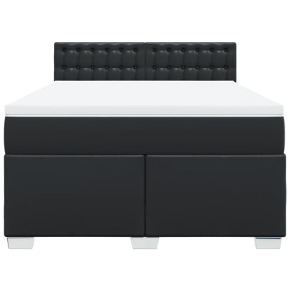 Boxspring met matras kunstleer zwart 160x200 cm