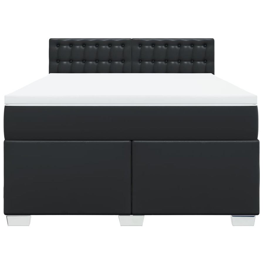 Boxspring met matras kunstleer zwart 160x200 cm