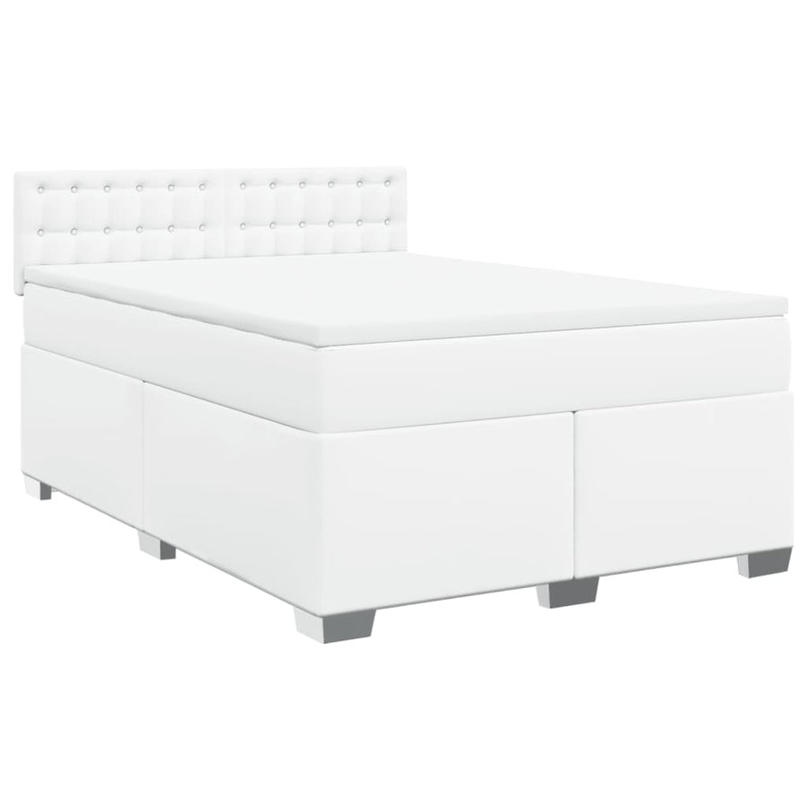 Boxspring met matras kunstleer wit 160x200 cm