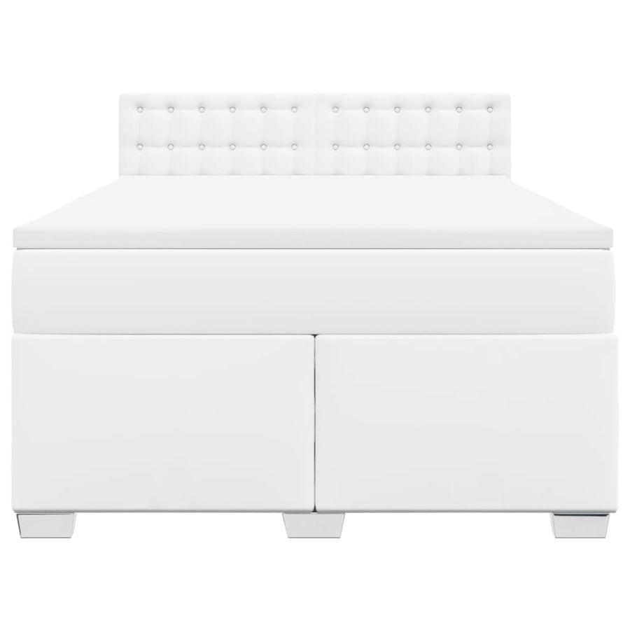Boxspring met matras kunstleer wit 160x200 cm