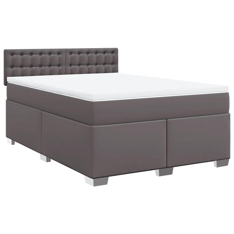 Boxspring met matras kunstleer grijs 160x200 cm