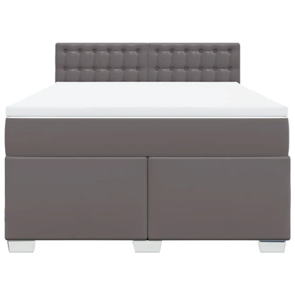 Boxspring met matras kunstleer grijs 160x200 cm