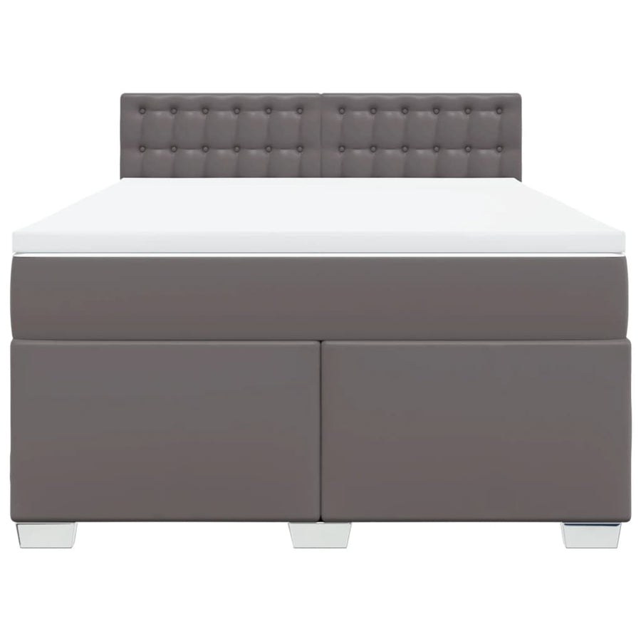 Boxspring met matras kunstleer grijs 160x200 cm